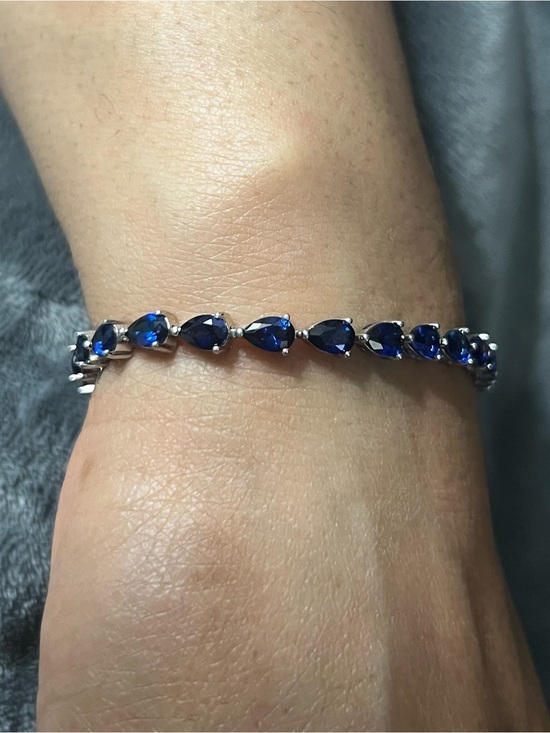 Designer Pear Cut Blue Sapphire 925 Sterling Silver Tennis Bracelet